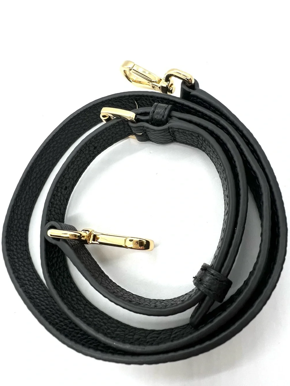 Michael Kors Black Pebbled Leather Adjustable Crossbody Bag Strap Gold Tone